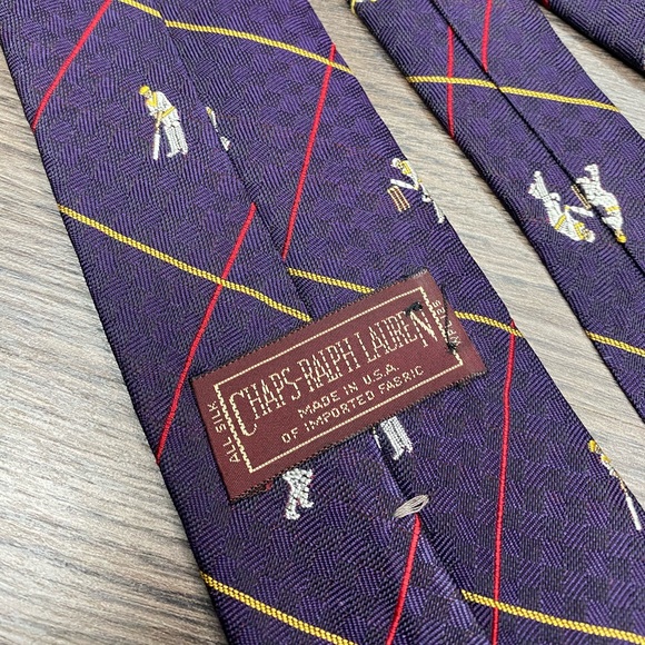 Ralph Lauren Purple Tennis Player Pattern Tie - Picture 3 of 4
